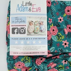 Little Adam & Eve Floral Baby Swaddle Blanket & Headwrap Set New